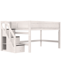 Halbhohes Kinderbett 120cm breit mit Treppe von LIFETIME - whitewash