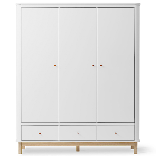 Kleiderschrank mit 3 Türen - WOOD - Weiss/Eiche - Oliver Furniture