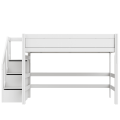 Mittelhohes Kinderbett 120cm breit mit Treppe von LIFETIME - weiß lackiert
